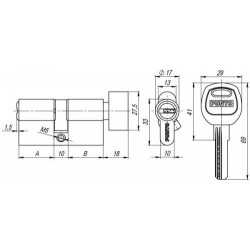 Цилиндровый механизм Punto A202 60 mm (25+10+25) PB латунь